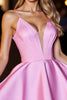Load image into Gallery viewer, Pink Short Corset Satin Spaghetti Straps A Line Homecoming Dress