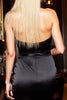 Load image into Gallery viewer, Black Satin Bodycon Sweetheart Short Homecoming Dress