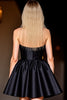 Load image into Gallery viewer, Black Satin A Line Halter Short Homecoming Dress