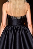 Load image into Gallery viewer, Black Satin A Line Halter Short Homecoming Dress