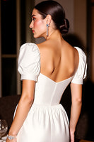 Load image into Gallery viewer, White Corset A Line Satin Short Homecoming Dress