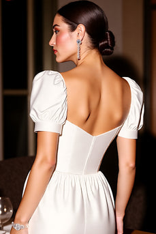 White Corset A Line Satin Short Homecoming Dress