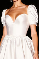 Load image into Gallery viewer, White Corset A Line Satin Short Homecoming Dress