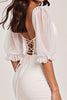 Load image into Gallery viewer, White Bodycon Ruffled Tie Front Short Homecoming Dress with Lace