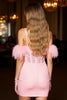 Load image into Gallery viewer, Pink Corset Bodycon Short Homecoming Dress with Feathers