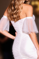 Load image into Gallery viewer, White Bodycon Corset Off the Shoulder Short Homecoming Dress