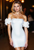 Load image into Gallery viewer, White Bodycon Corset Ruffled Satin Short Homecoming Dress
