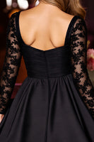 Load image into Gallery viewer, Sparkly Black A Line Short Corset Homecoming Dress with Lace