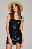 Load image into Gallery viewer, Sparkly Black Sequin Bodycon Short Homecoming Dress