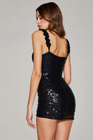 Load image into Gallery viewer, Sparkly Black Sequin Bodycon Short Homecoming Dress