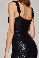 Load image into Gallery viewer, Sparkly Black Sequin Bodycon Short Homecoming Dress