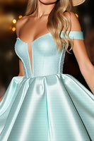 Load image into Gallery viewer, Green Satin A Line Short Corset Homecoming Dress