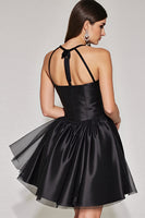 Load image into Gallery viewer, Black A Line Halter Short Homecoming Dress