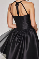 Load image into Gallery viewer, Black A Line Halter Short Homecoming Dress