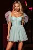 Load image into Gallery viewer, Green A Line Short Homecoming Dress with Ruffles