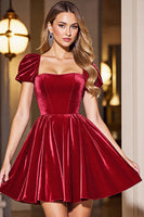 Load image into Gallery viewer, Black A Line Short Homecoming Dress with Sleeves