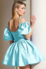 Load image into Gallery viewer, Light Blue Corset Short A Line Homecoming Dress