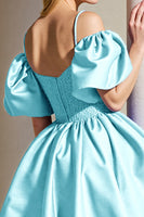 Load image into Gallery viewer, Light Blue Corset Short A Line Homecoming Dress
