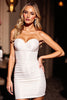 Load image into Gallery viewer, White Bodycon Satin Sweetheart Short Homecoming Dress