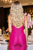 Load image into Gallery viewer, Fuchsia Bodycon Short Corset Homecoming Dress with Appliques