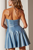 Load image into Gallery viewer, Blue A Line Satin Strapless Short Homecoming Dress