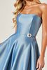 Load image into Gallery viewer, Blue A Line Satin Strapless Short Homecoming Dress