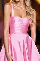 Load image into Gallery viewer, Pink A Line Spaghetti Straps Short Homecoming Dress