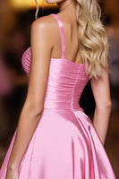 Load image into Gallery viewer, Pink A Line Spaghetti Straps Short Homecoming Dress