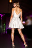 Load image into Gallery viewer, White Spaghetti Straps A Line Satin Short Homecoming Dress