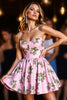 Load image into Gallery viewer, Pink A Line Floral Printed Short Homecoming Dress