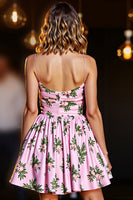 Load image into Gallery viewer, Pink A Line Floral Printed Short Homecoming Dress