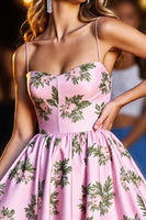 Load image into Gallery viewer, Pink A Line Floral Printed Short Homecoming Dress