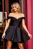 Load image into Gallery viewer, Black A Line Ruched Corset Short Satin Homecoming Dress