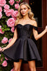 Load image into Gallery viewer, Black A Line Ruched Corset Short Satin Homecoming Dress
