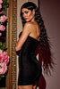 Load image into Gallery viewer, Black Bodycon Satin Strapless Short Homecoming Dress