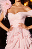 Load image into Gallery viewer, Floral Pink Chiffon Ruffled Short Homecoming Dress with Feathers