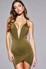 Load image into Gallery viewer, Army Green Bodycon Spaghetti Straps Short Satin Homecoming Dress