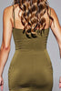 Load image into Gallery viewer, Army Green Bodycon Spaghetti Straps Short Satin Homecoming Dress