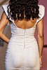 Load image into Gallery viewer, White Satin Cap Sleeves Short Bodycon Homecoming Dress