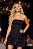 Load image into Gallery viewer, Floral Black Satin Bodycon Short Corset Homecoming Dress