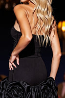 Load image into Gallery viewer, Floral Black Satin Bodycon Short Corset Homecoming Dress