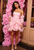 Load image into Gallery viewer, Pink Corset A Line Strapless Short Homecoming Dress with Ruffles