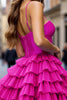 Load image into Gallery viewer, Fuchsia A Line Spaghetti Straps Short Homecoming Dress with Ruffles