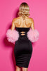 Load image into Gallery viewer, Black Bodycon Short Strapless Homecoming Dress with Feathers