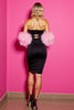 Load image into Gallery viewer, Black Bodycon Short Strapless Homecoming Dress with Feathers