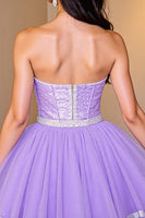 Load image into Gallery viewer, Sparkly Purple Corset A Line Short Sequins Homecoming Dress