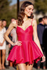 Load image into Gallery viewer, Red A Line Satin Spaghetti Straps Short Homecoming Dress