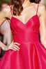 Load image into Gallery viewer, Red A Line Satin Spaghetti Straps Short Homecoming Dress