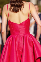 Load image into Gallery viewer, Red A Line Satin Spaghetti Straps Short Homecoming Dress