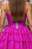Load image into Gallery viewer, Fuchsia Corset Short Ruffled Homecoming Dress with Beading